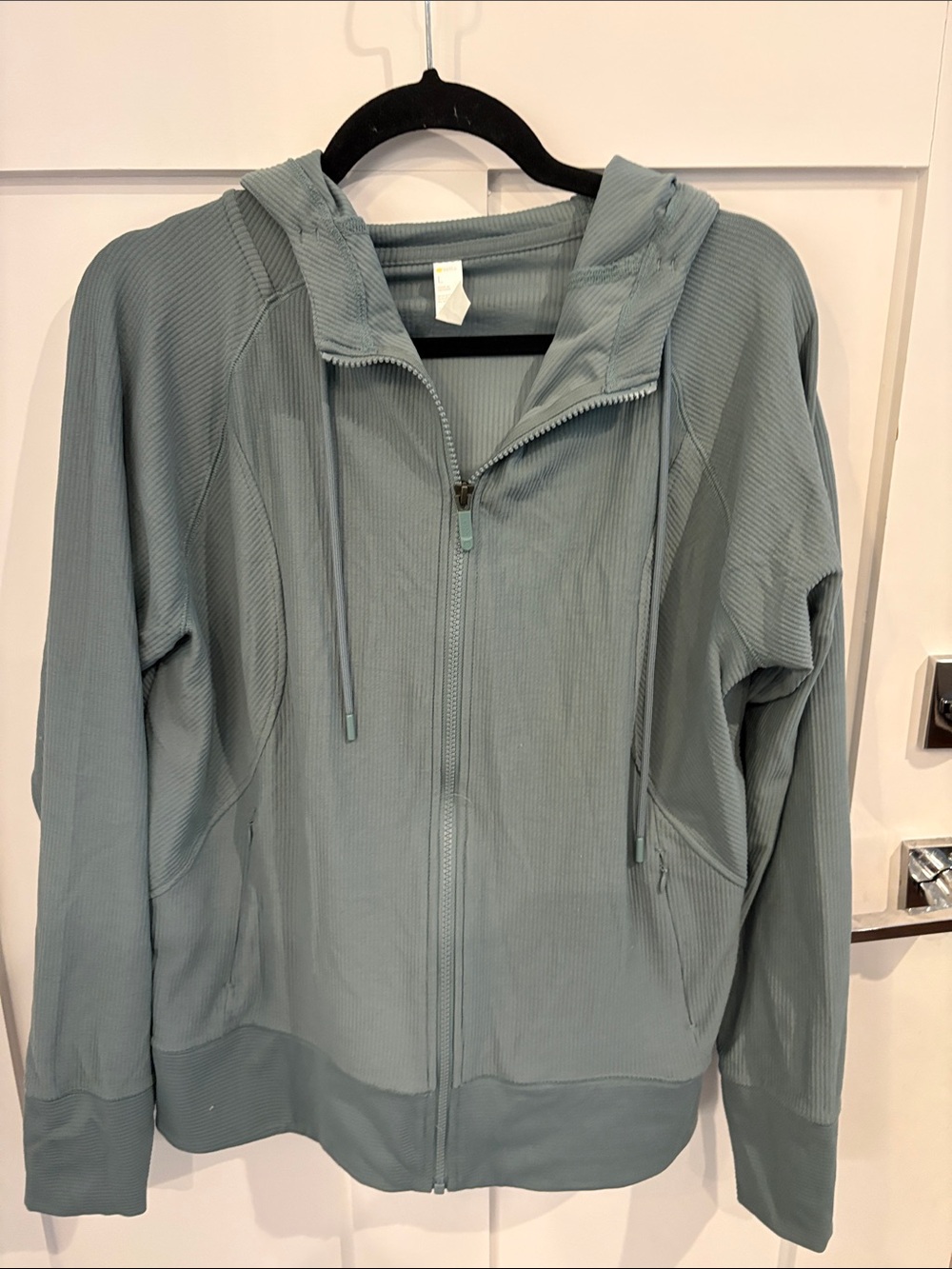 Zella Dusty Blue Ribbed Zip-Up Hoodie